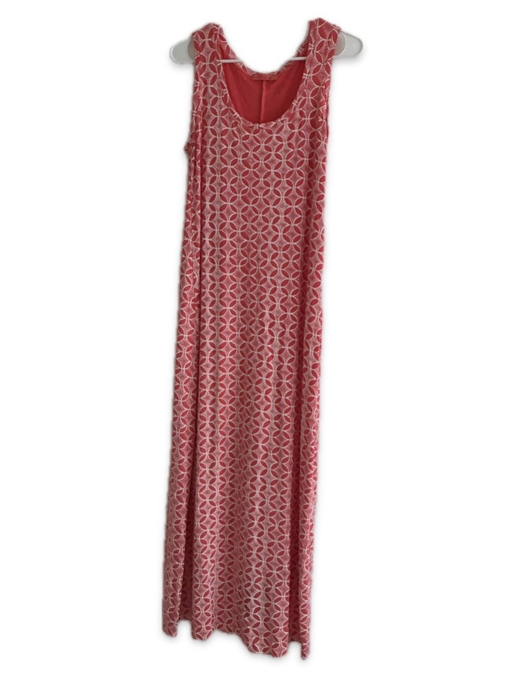 Joules Coral Pink Geometric Maxi Dress fits 38DD, 40” bust